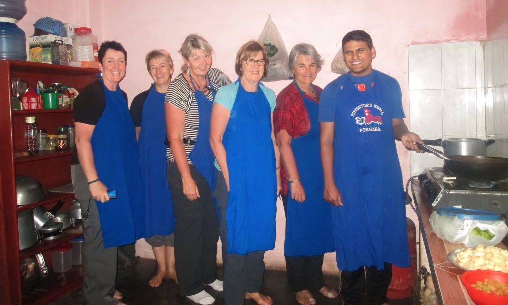 very first clients of dal bhat and momo cooking classes